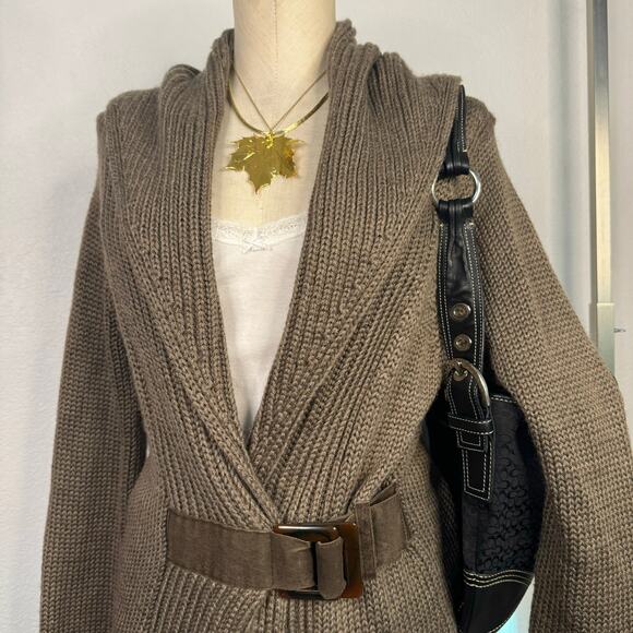 Soft Surroundings Shawl Collar Cardigan Sweater Wool Blend Brown - Picture 2 of 9